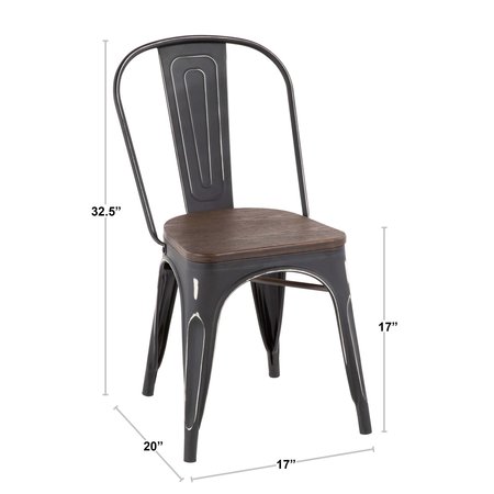 Lumisource Oregon-Farmhouse Stackable Dining Chair in Antique and Espresso, PK 2 DC-TW-OR DKESP2